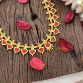 Vriksham Traditional Kerala Palakka Neckpiece-24 Palakka-Red-G17270